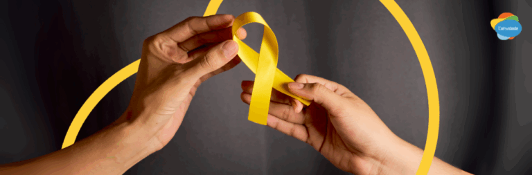 Laço amarelo em destaque, representando o Setembro Amarelo, símbolo da valorização da vida e da importância da saúde mental nas empresas.